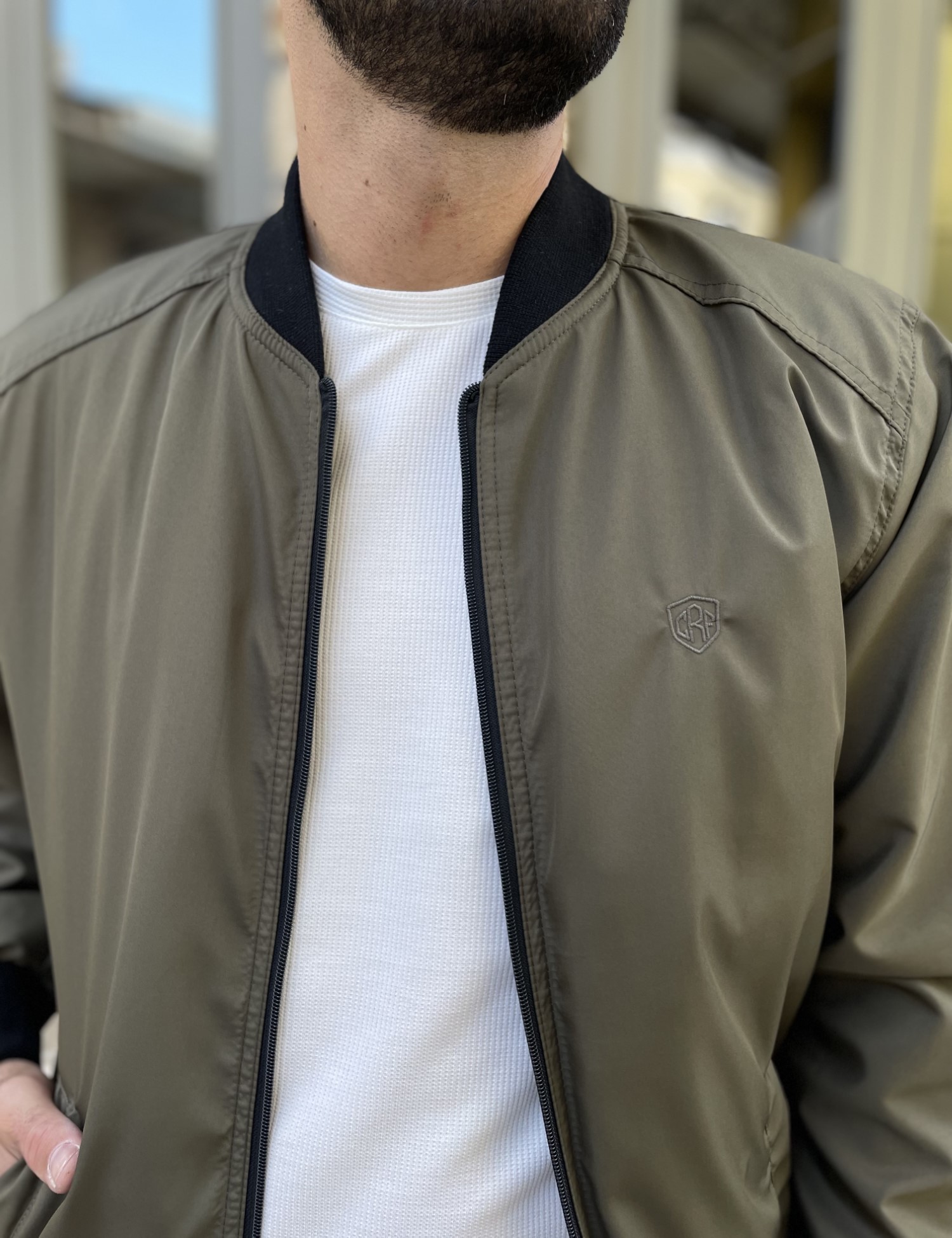 Ανδρικό χακί μπουφάν Bomber BC24913X φωτογραφία